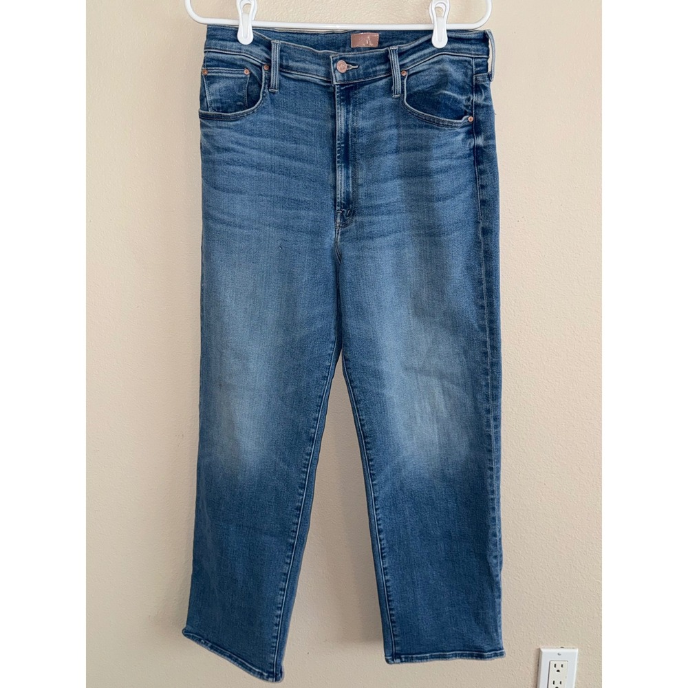 Mother The Rambler Zip Flood Jeans Out Of The Blue High Waist Straight Size 32